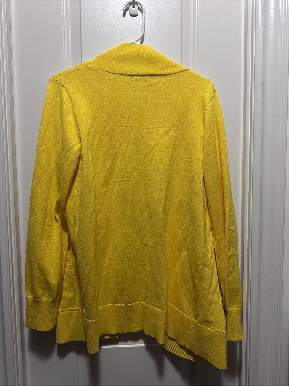 Yellow Open-Front Ribbed Shawl Cardigan - Picture 2 of 4